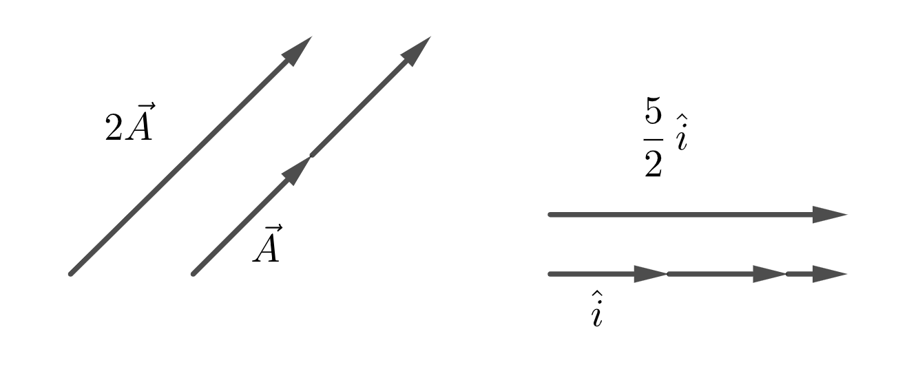 Multiplication of vector by scalar resulting in scaled vectors